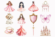 Watercolor Pink Kingdom Clipart, an Illustration by Design Market (Thumbnail 4 of 5)