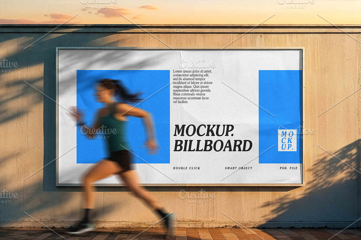 Outdoor Sunset Wall Billboard Mockup, an Advertising Mockup by smishura (Photo 2 of 5)