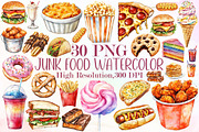 Junk Food Watercolor Clipart, an Illustration by Sublimation Artist (Thumbnail 1 of 6)
