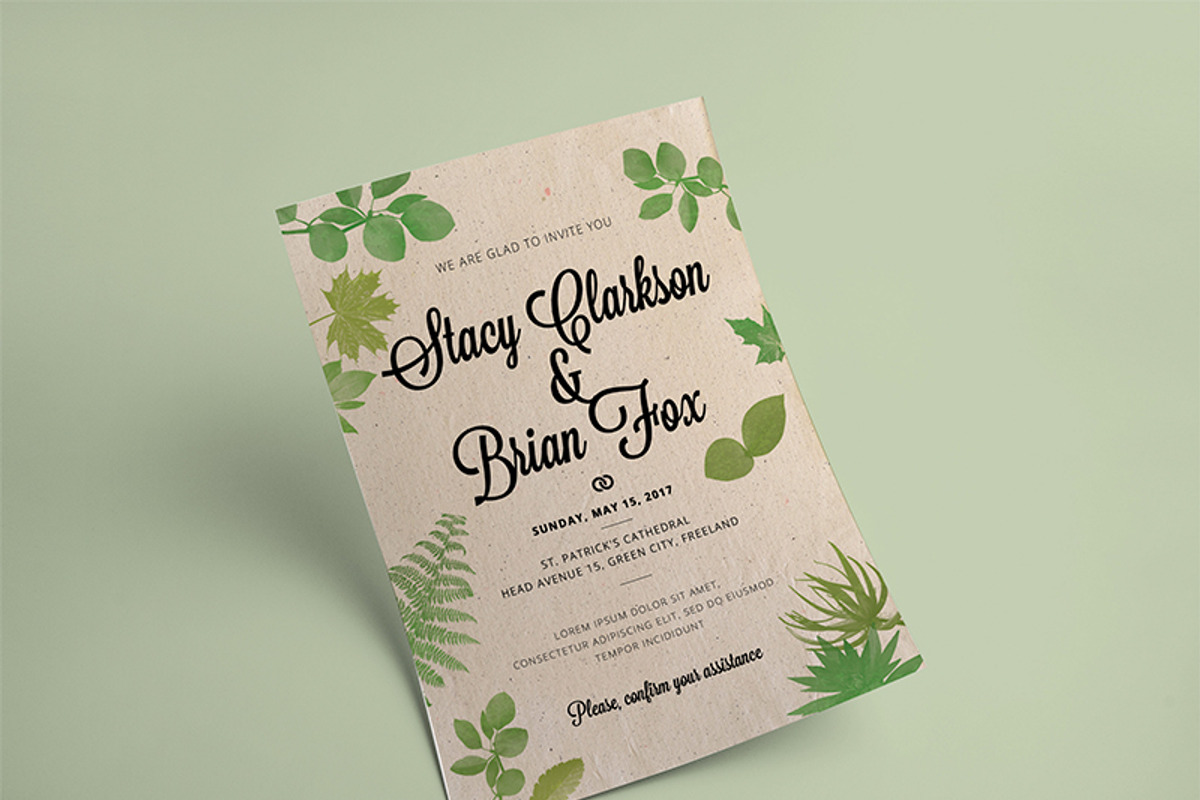 Wedding Leaves Invitation Template, an Invitation Template by Graphicfy Templates (Photo 3 of 3)