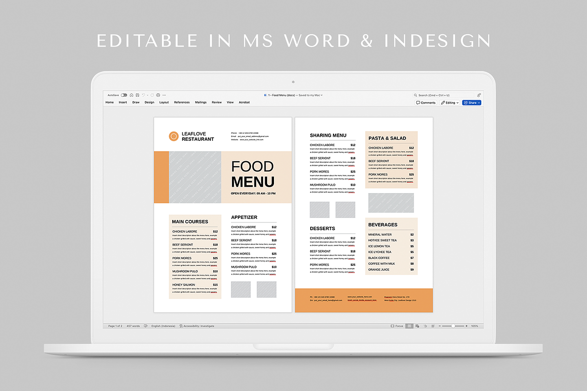 Food Menu, a Flyer Template by Leaflove (Photo 5 of 5)