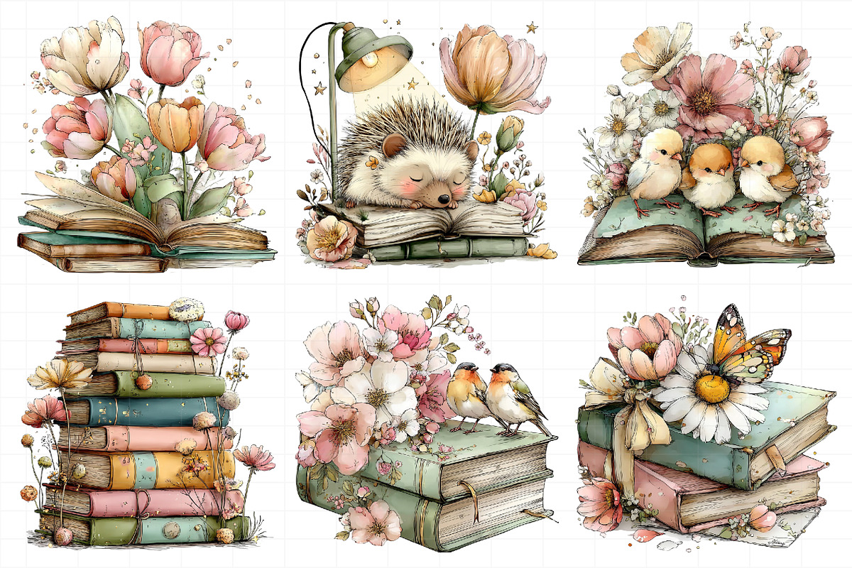 Whimsical Spring Book Clipart, an Illustration by Daily.Designs (Photo 5 of 5)