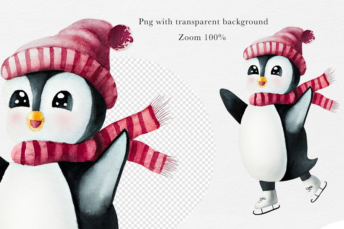 Watercolor Winter Penguin Village, an Illustration by Navenzeles (Photo 7 of 11)
