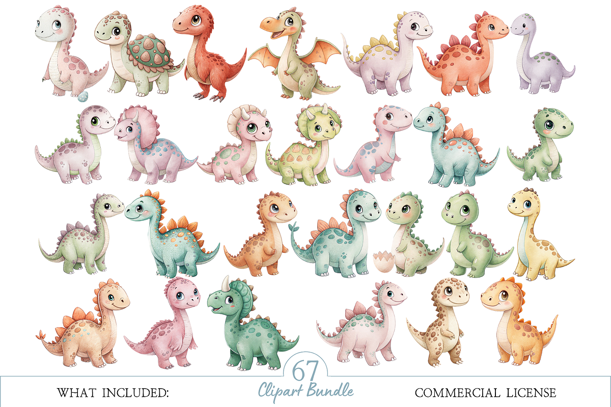 Adorable Dino PNG Set, an Illustration by MockupWizard (Photo 2 of 6)