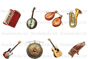 Watercolor Music Instruments Clipart