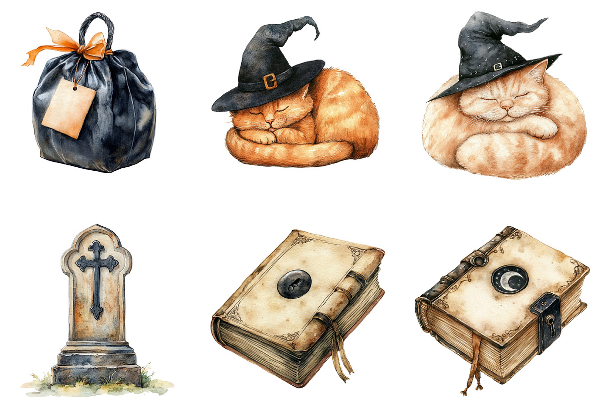 Beige & Black Halloween Clipart, an Illustration by DreamArtGraphic (Photo 3 of 5)