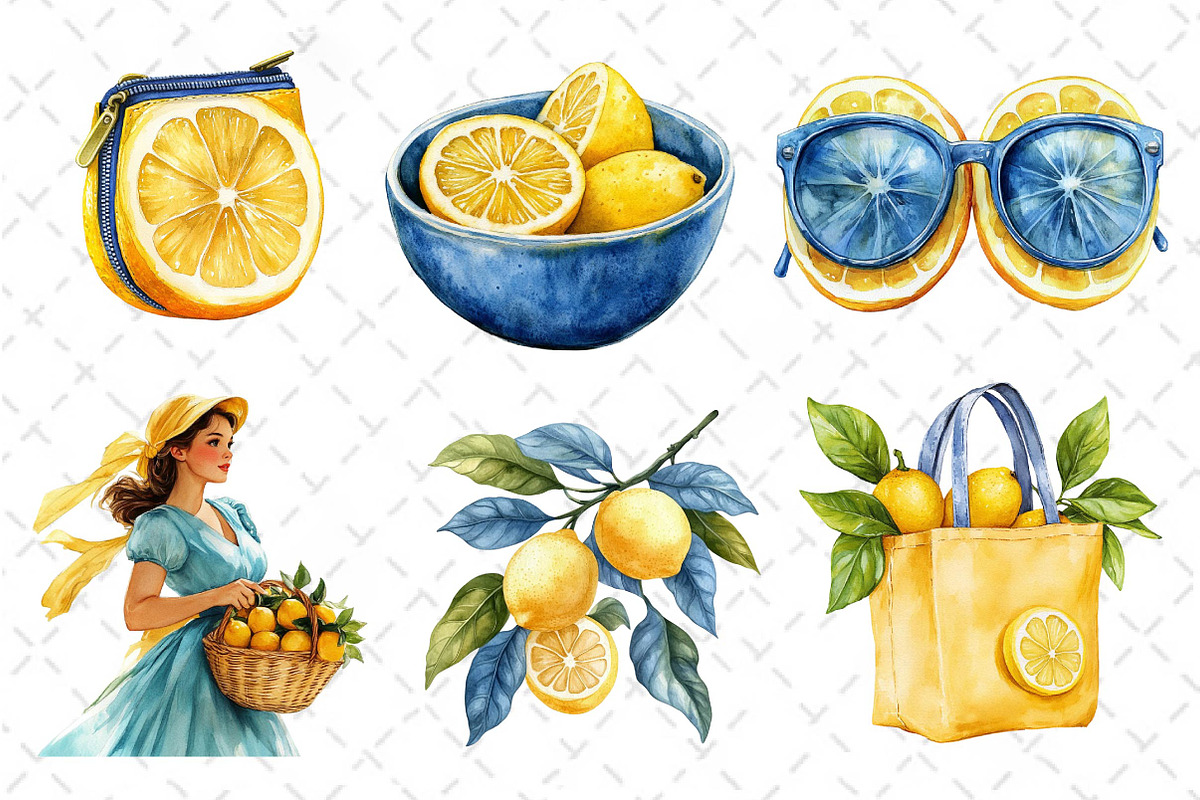 Yellow & Blue Lemon Clipart PNG, an Illustration by Dream Creation (Photo 5 of 6)