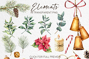 Elegant Christmas Watercolor clipart, a Seasonal Illustration by Yuliya Derbisheva (Thumbnail 5 of 13)