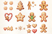 Festive Gingerbread Cookie Set Clipa, an Illustration by CrexoraLab (Thumbnail 2 of 5)