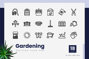 Gardening Outline Icons, an Outline Icon by Zeer Graphic