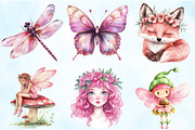 Pink Woodland Fairy Clipart, an Illustration by Craft Nest (Thumbnail 5 of 9)