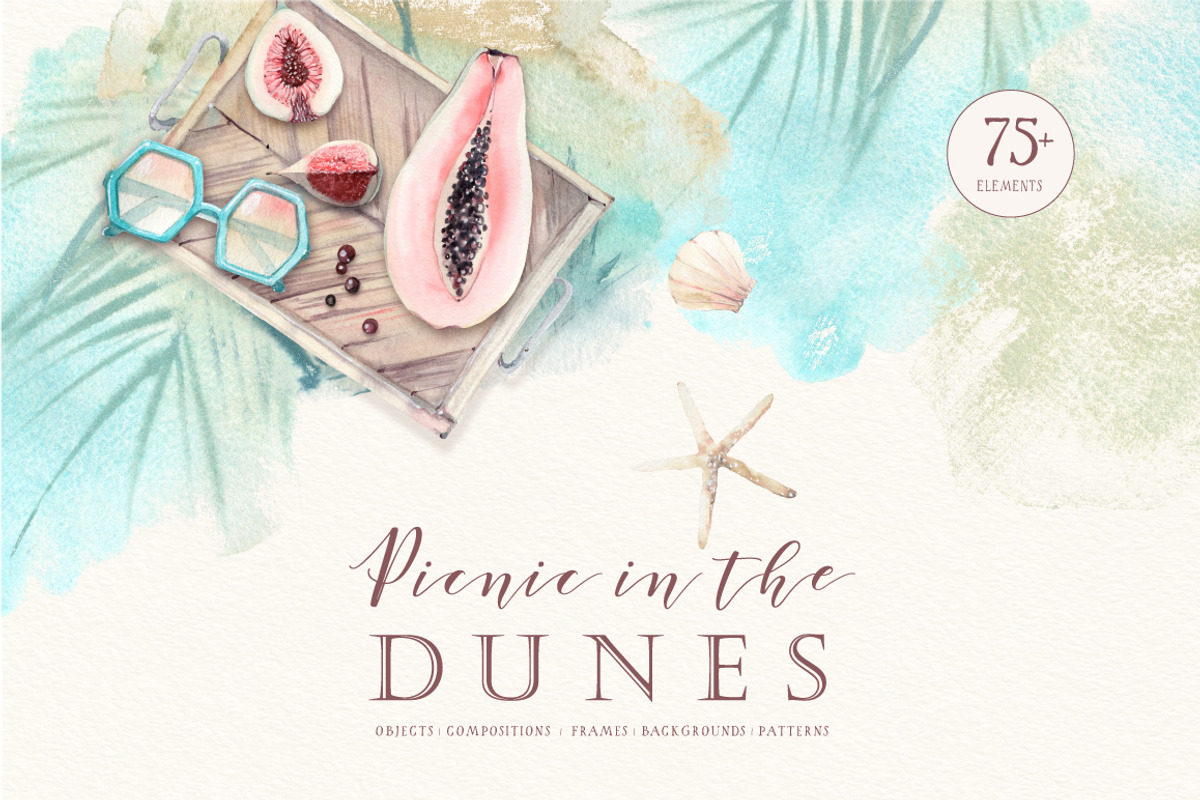 PICNIC IN THE DUNES Watercolor set, a Food Illustration by Lemaris (Photo 1 of 8)