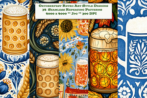 Oktoberfest Retro Art Style Designs, a Pattern Graphic by karenfoleyphoto