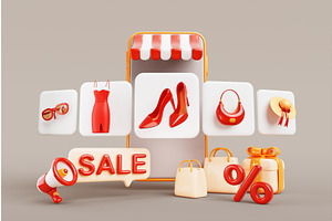 Fashion shop in mobile app 3d render, a Technology Illustration by Marozhkastudio