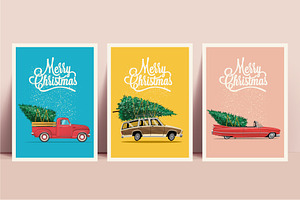 Christmas cards set with xmas trees, a Card Template by Crafter