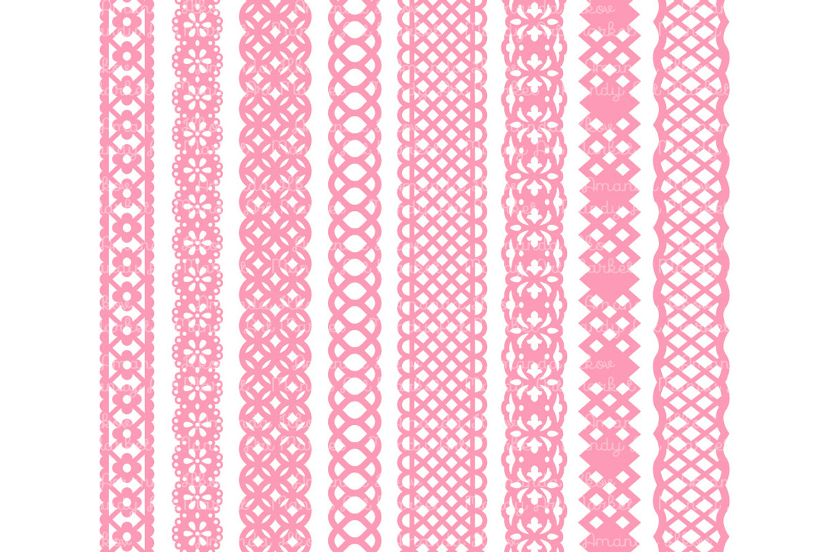 Pink Lace Borders Clipart & Vectors, an Illustration by Amanda Ilkov (Photo 3 of 5)