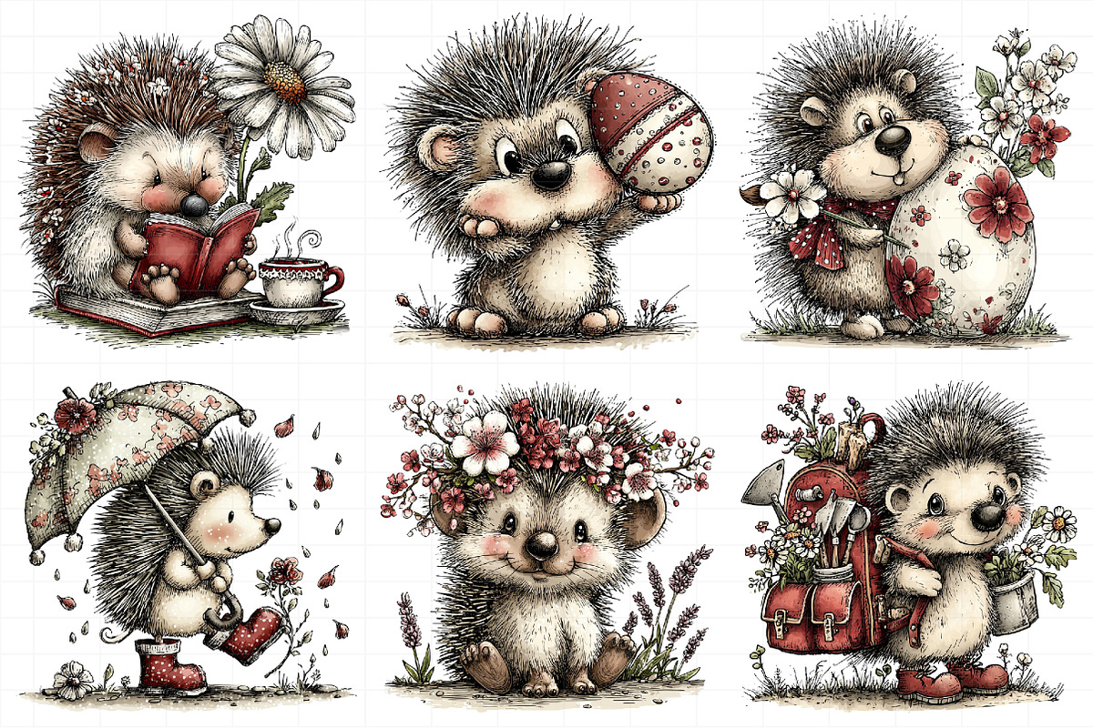 Whimsical Spring Hedgehog Png Clipar, an Illustration by Daily.Designs (Photo 6 of 7)