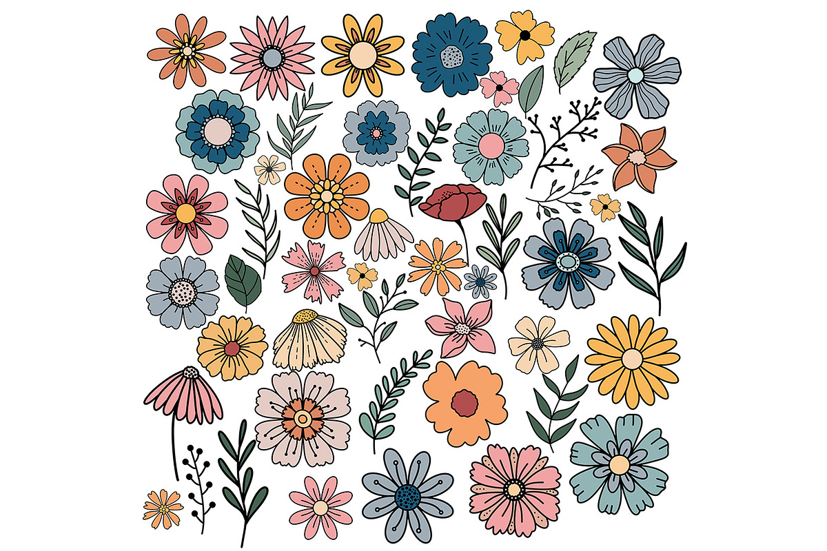 Retro Flowers Procreate Set, a Brush Add-On by Brush Lab (Photo 2 of 5)