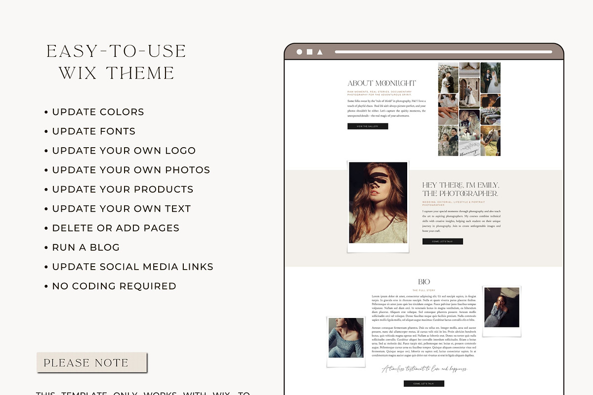 Wix Website Template - Photography, a Wix Template by Nes Design Co (Photo 6 of 19)