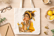 Summer Quirky Coffee Girl Clipart, an Illustration by Canvas Craft (Thumbnail 6 of 7)