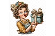 Woman With a Gift Clipart JPG, a Person Illustration by Memories By Lea (Thumbnail 13 of 20)