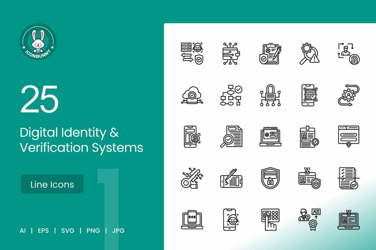 25 Digital Identity Icons, an Outline Icon by IconBunny (Photo 1 of 2)