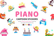 Piano Cartoon Stickers Set, an Emoji Icon by Vectors Market (Thumbnail 1 of 6)