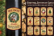 Christmas Potion Apothecary Labels, a Seasonal Illustration by RossiGalleria (Thumbnail 1 of 3)
