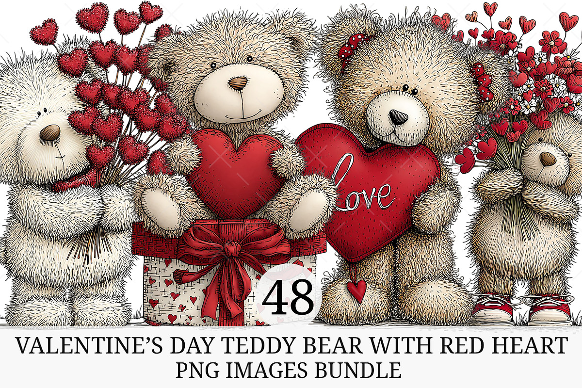 Valentine’s Day Teddy Clipart, an Illustration by Craft Nest (Photo 1 of 11)