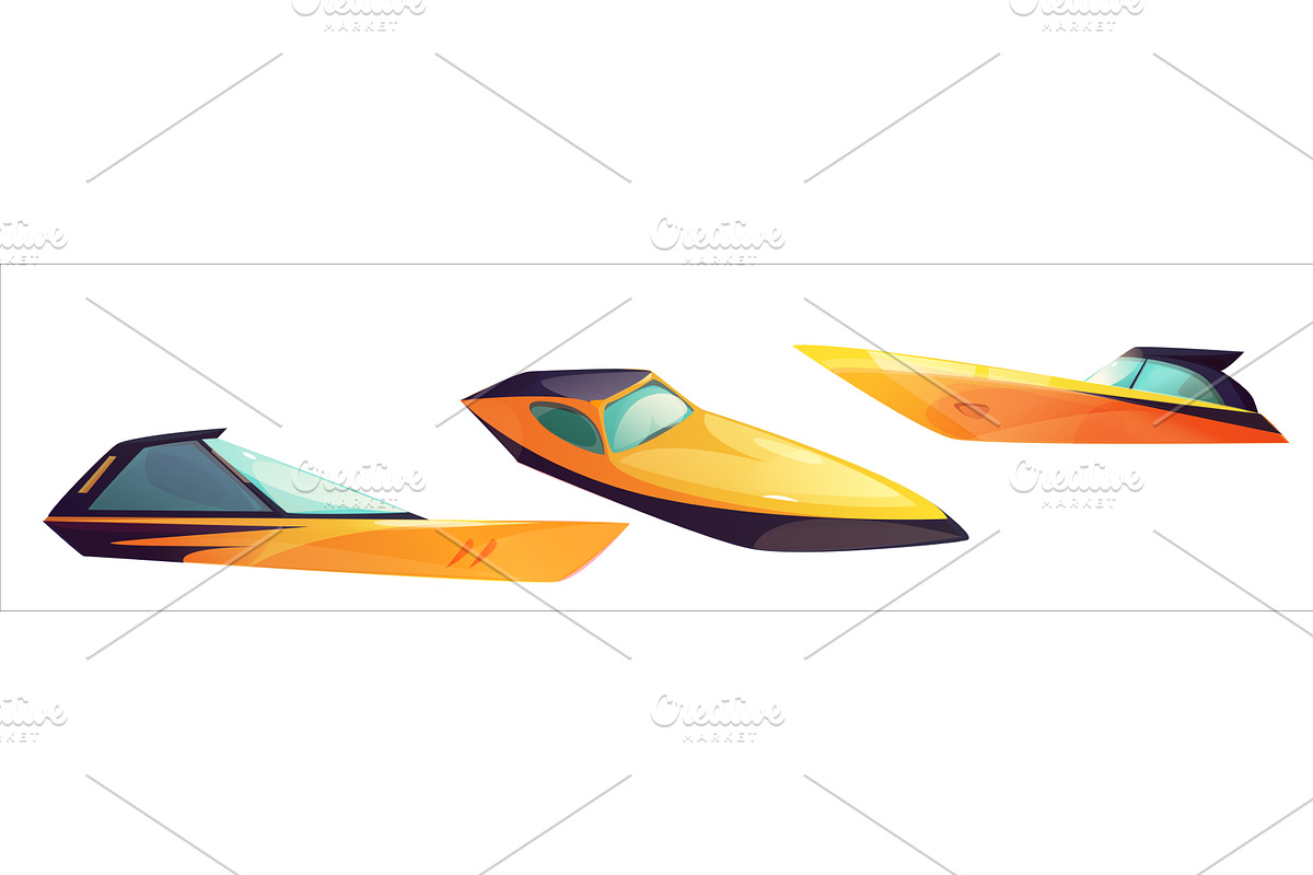 Motorboat modern vehicle set, a Transportation Illustration by art PVP - market