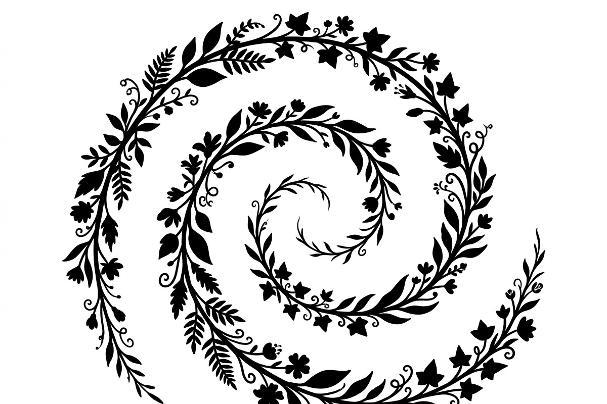 50 Elegant Floral Leaf Spiral Frame, a Decorative Illustration by Amazin_art (Photo 26 of 39)