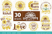 Sunflower SVG bundle 30 designs, an Illustration by BlackCatsMedia (Thumbnail 6 of 6)