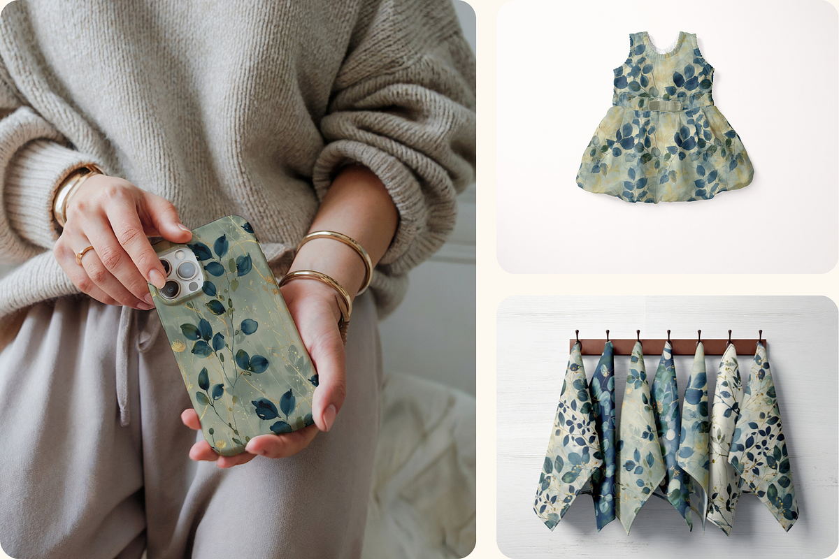 Indigo Grove Eucalyptus Botanicals, a Pattern Graphic by Ninterints (Photo 6 of 10)