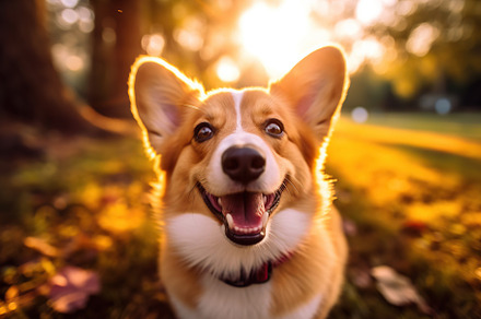 Cute smiling dog in park, Generative AI, an Animal Photo by AlyaAnd