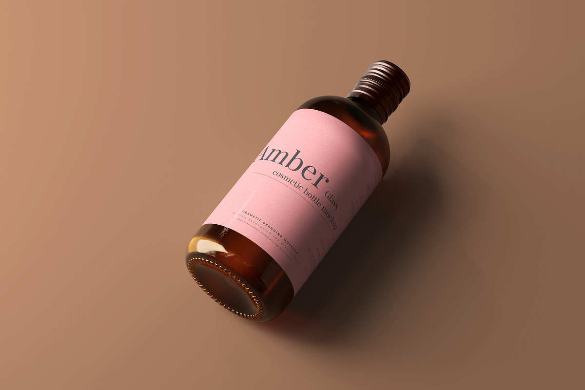 Amber Glass Bottle Mockups, a Cups & Container Mockup by pmvch (Photo 2 of 10)