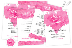 Watercolor Wedding Invitation Pack