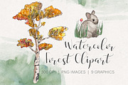 Watercolor Forest Clipart, a Graphic by TigerlilyDesignCo (Thumbnail 1 of 2)