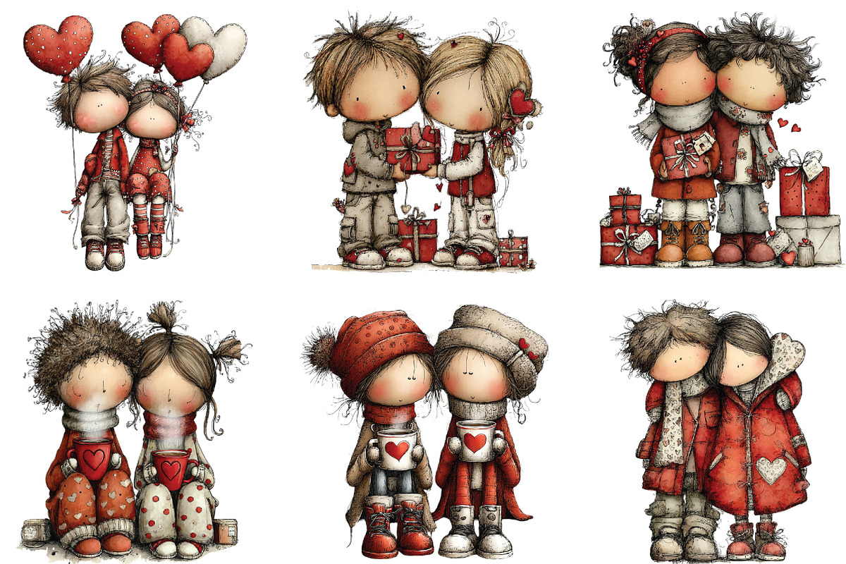 Romantic Valentine Couple Clipart, an Illustration by CraftArtStudio (Photo 6 of 6)