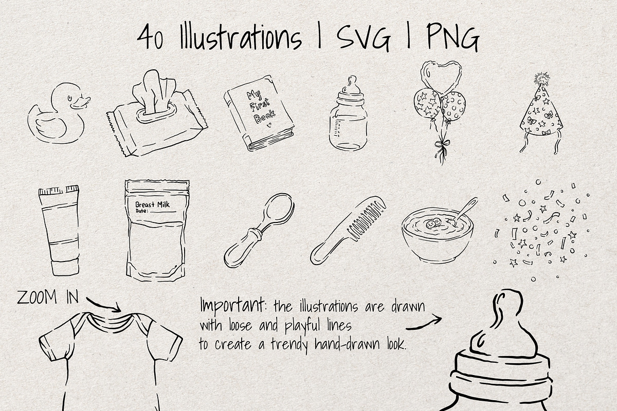 Baby Shower |Whimsical Sketch Bundle, an Illustration by Artalia (Photo 4 of 5)