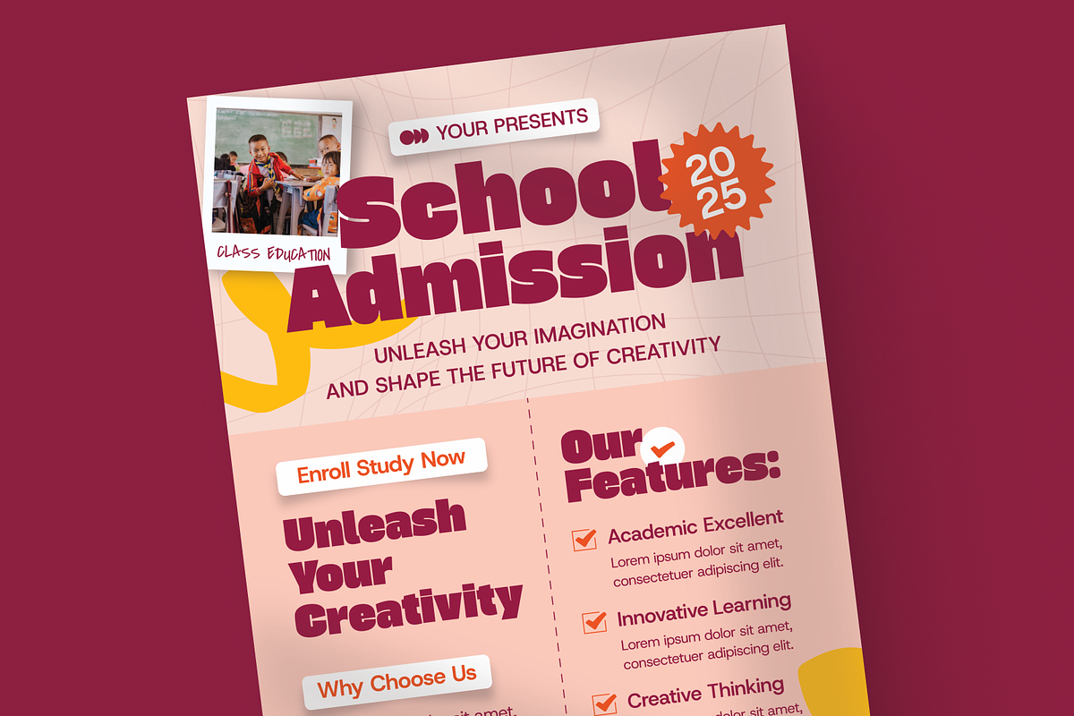 Rust Creative School Admission Flyer, a Flyer Template by MMPixelCraft (Photo 3 of 4)