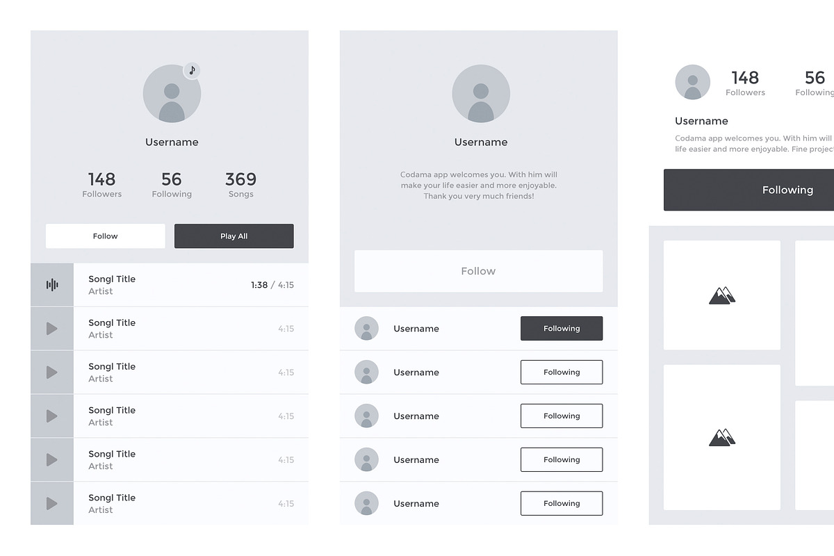 Codama iOS Wireframe UI Kit, a Wireframe Template by Yaroslav Zaitsev (Photo 5 of 6)