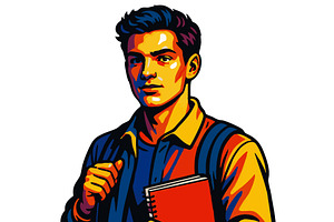 Happy Student Holding Books and, an Education Illustration by AlexArt