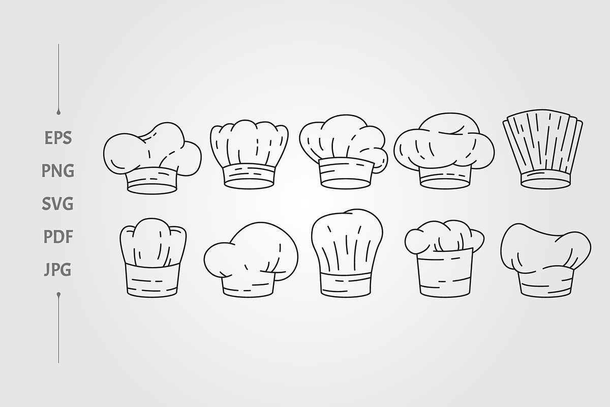 vector of chef hat line art logo, an Object Illustration by lawoel