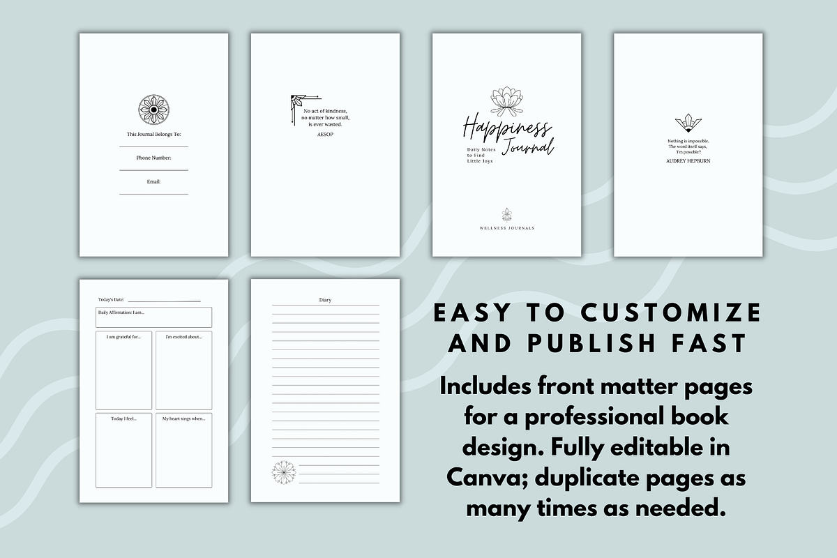 Happiness Journal Template for Canva, a Magazine Template by Self Publishing Magic (Photo 2 of 2)