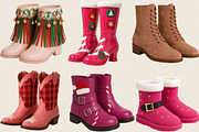 Christmas Pink Cowboy Boots Clipart, an Illustration by SVGArt (Thumbnail 2 of 8)