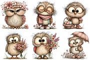 Whimsical Spring Owl Clipart Bundle, an Illustration by DreamPrint404 (Thumbnail 5 of 6)