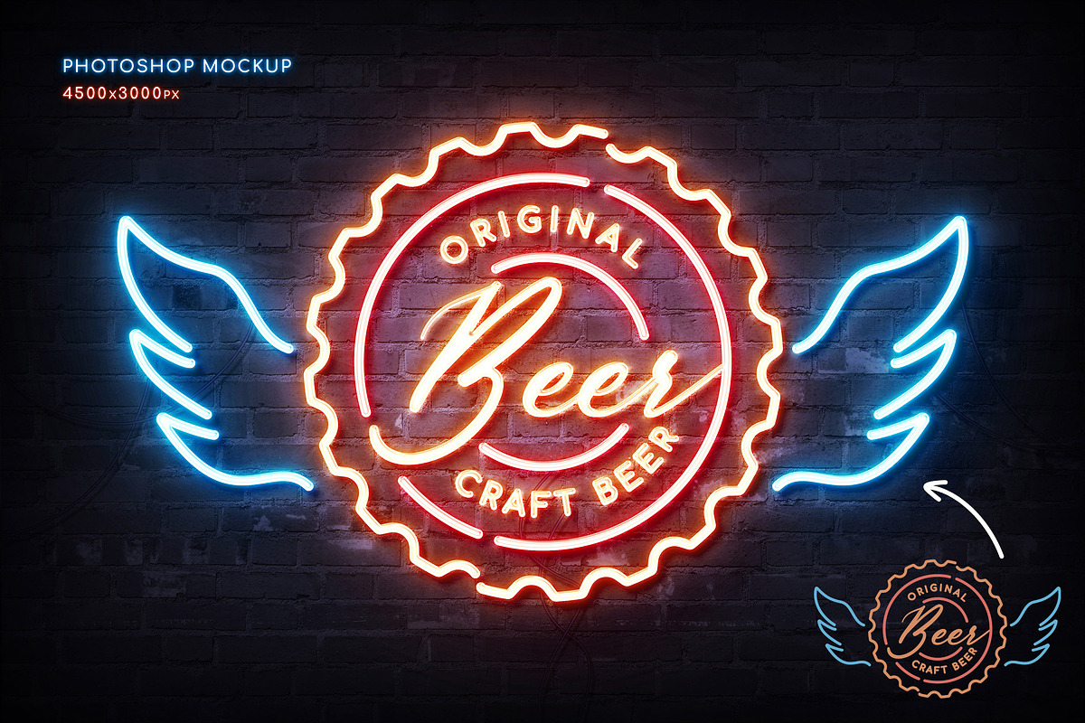 Custom Neon Sign Photoshop Mockup, a Mockup by Andrew Skoch Design (Photo 3 of 11)