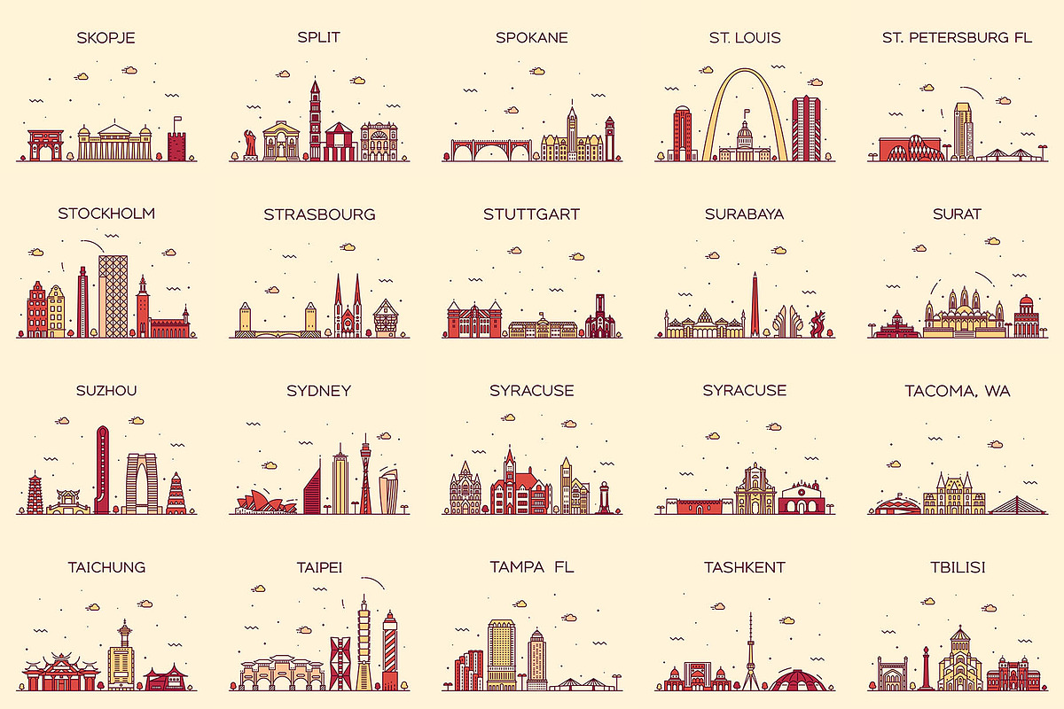 Huge collection of cities skylines, a Work Illustration by TheMountBirdStudio (Photo 14 of 15)