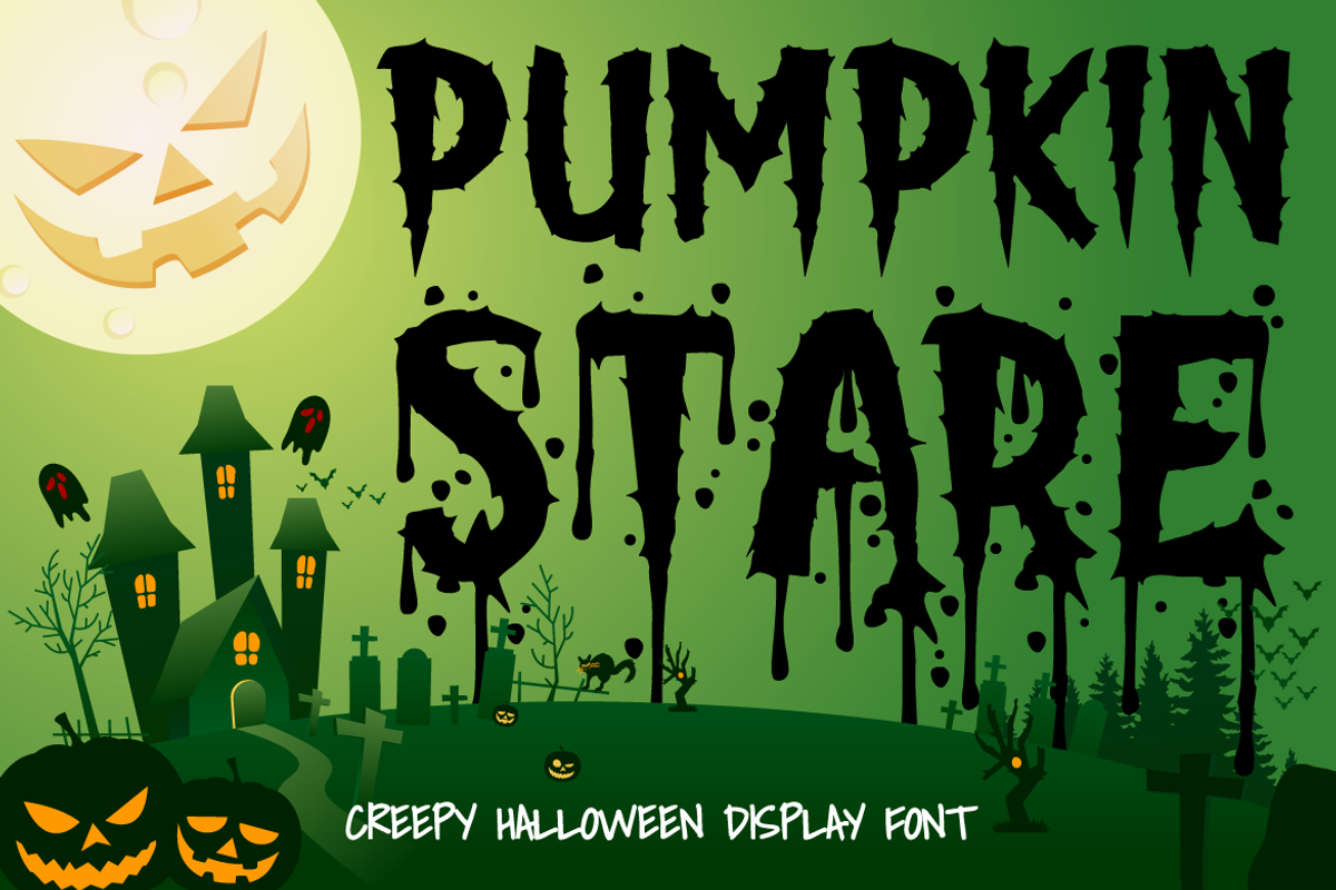 Pumpkin Stare -  Halloween Display, a Font by PutraCetol Studio (Photo 1 of 11)