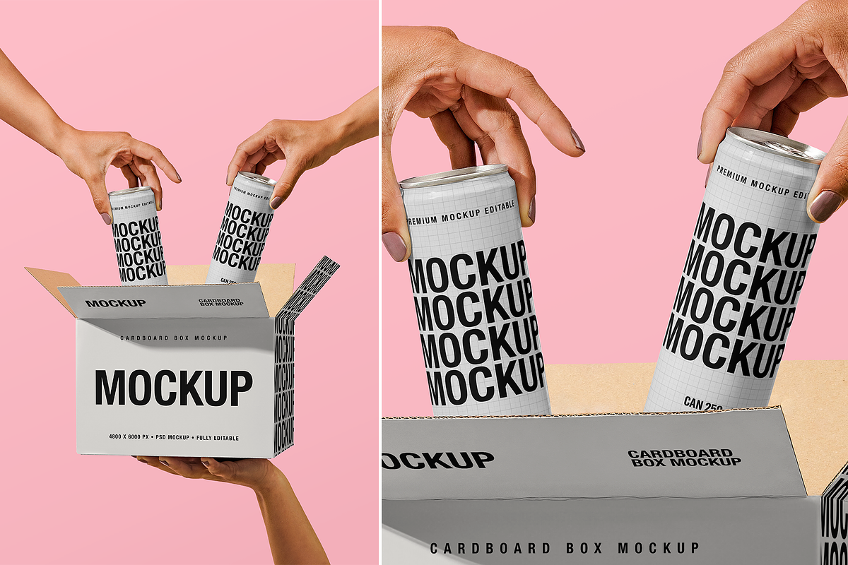 Cans and a Box - Mockup, a Packaging Mockup by TD Mockup (Photo 2 of 2)
